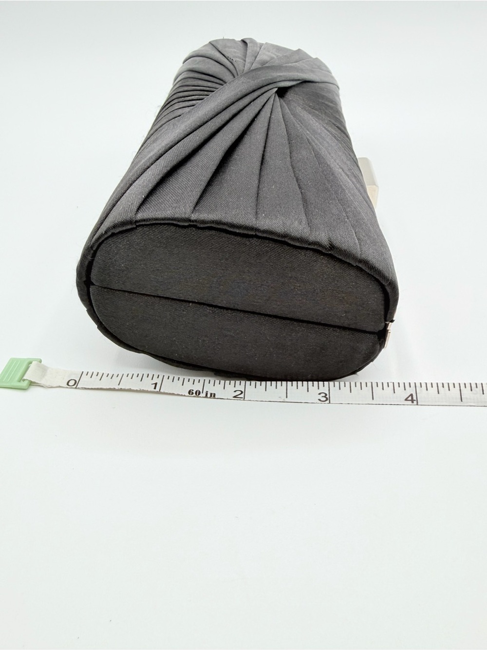 Le Chateau Black Satin Pleated Evening Clutch Chain Shoulder Bag - Picture 9 of 15